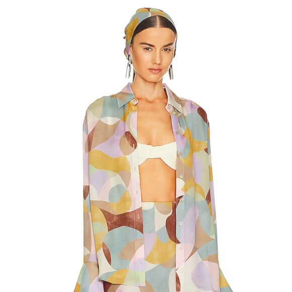 L'Academie Aubrey Blouse in Artist Palette Multi NWT Size XS - Picture 3 of 5